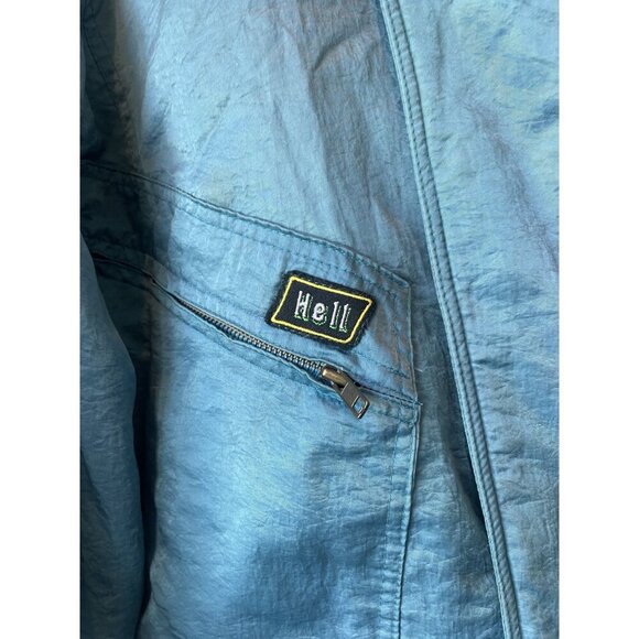 Vintage Womens Hell is for Heroes Ski Jumpsuit Size M Retro Nylon Shiny Y2K Blue - Picture 10 of 13